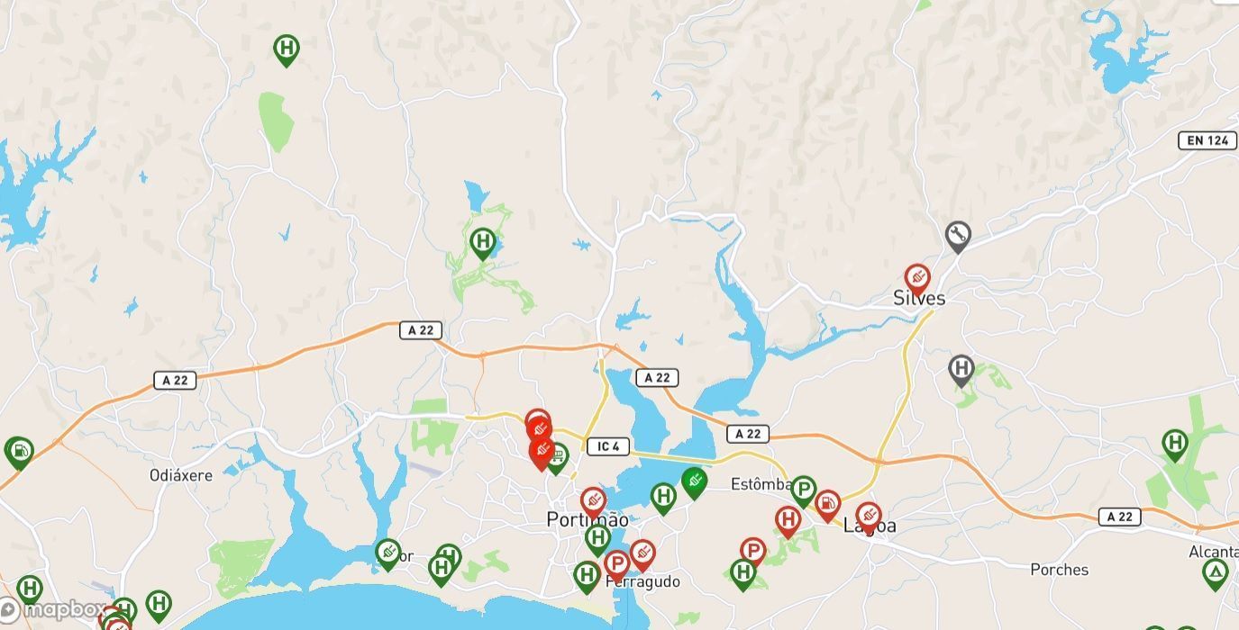 puntos de recarga de coches eléctricos en Silves