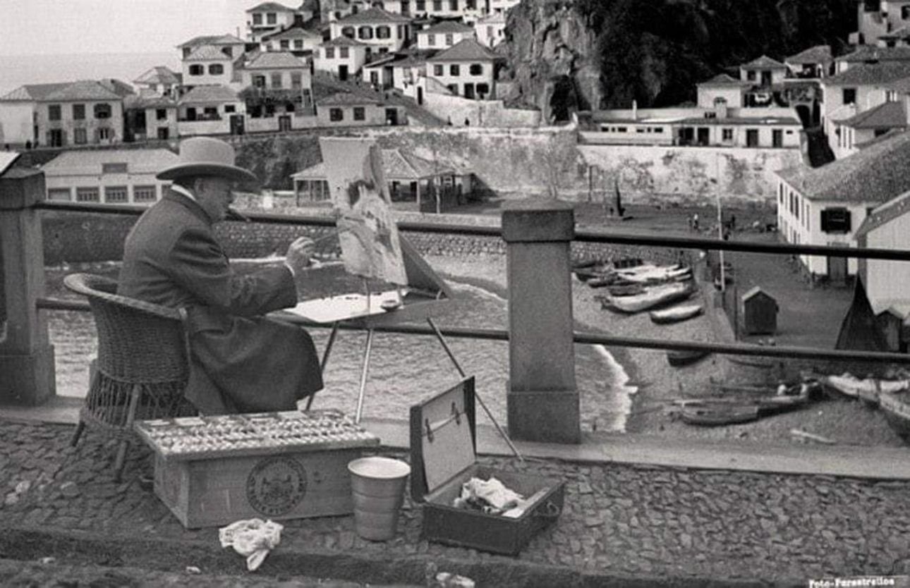 Sir Winston Churchill pintando en Câmara de Lobos Perestrellos